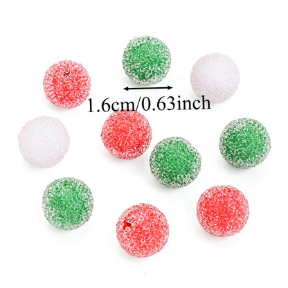 5pcs 16mm Christmas Rhinestone Round Beads