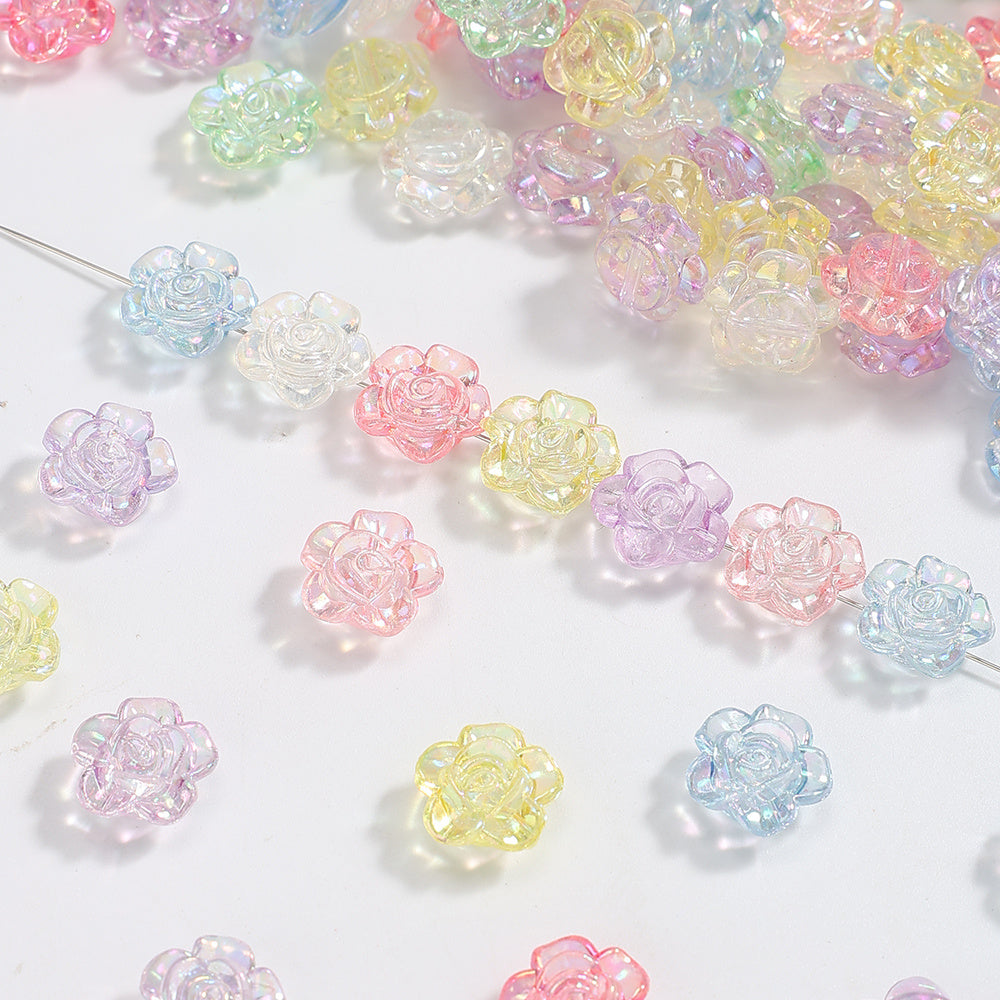 100pcs 12mm Translucent Rose Acrylic Beads