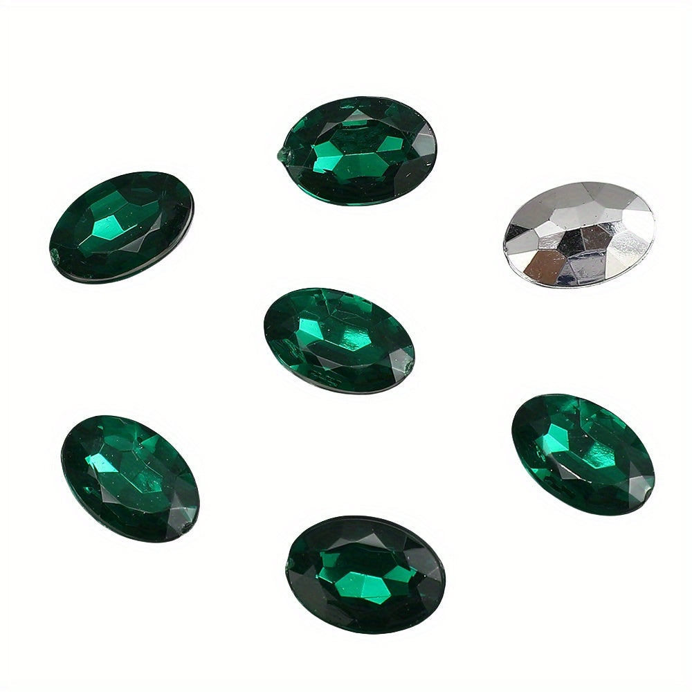 10x14mm Sparkling Oval Acrylic Rhinestone Beads