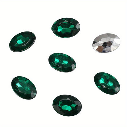 10x14mm Sparkling Oval Acrylic Rhinestone Beads