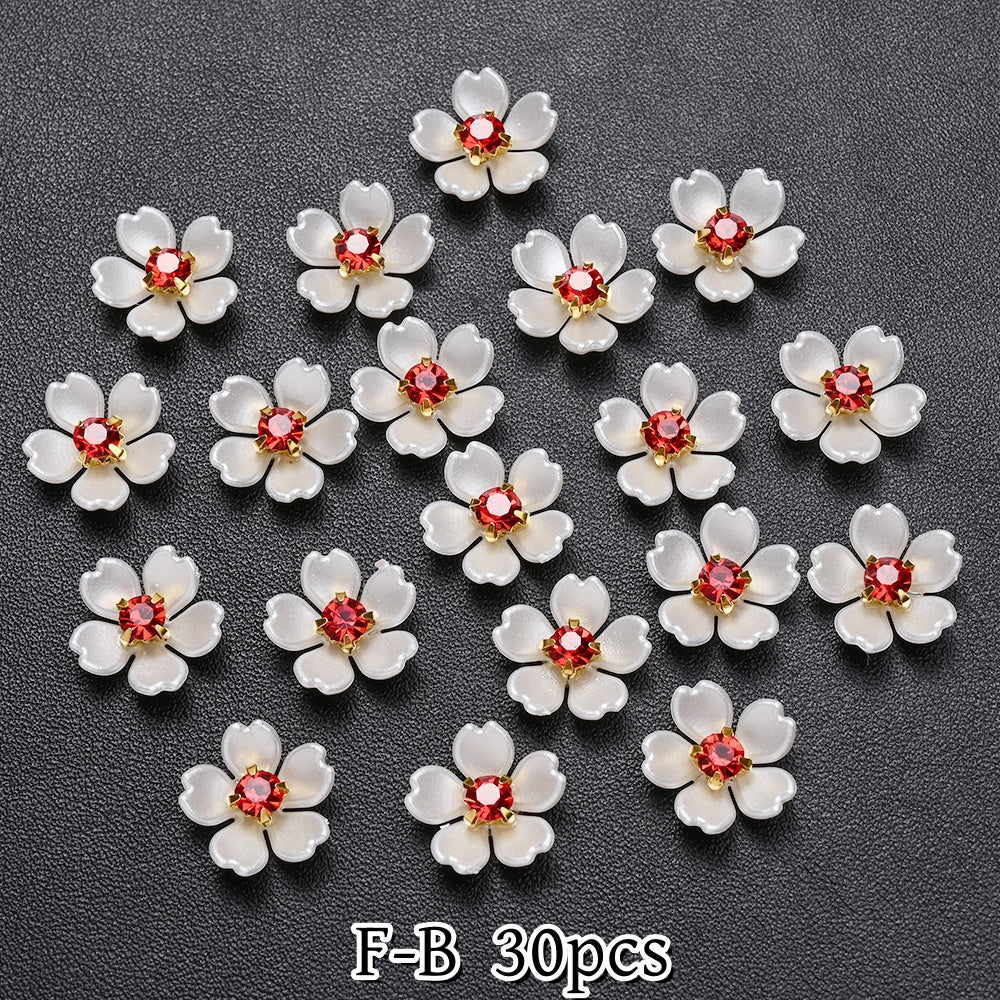 30pcs Beige Flower Flatback Petal Beads