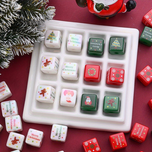 10pcs/set 14mm Christmas Square Acrylic Focal Beads