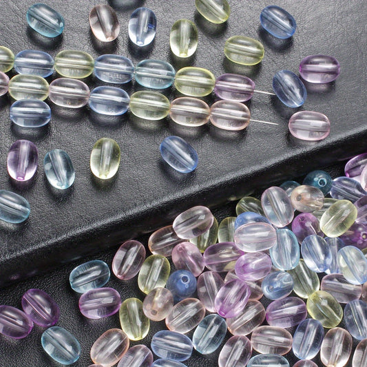 50pcs Transparent Ellipse Oval Beads