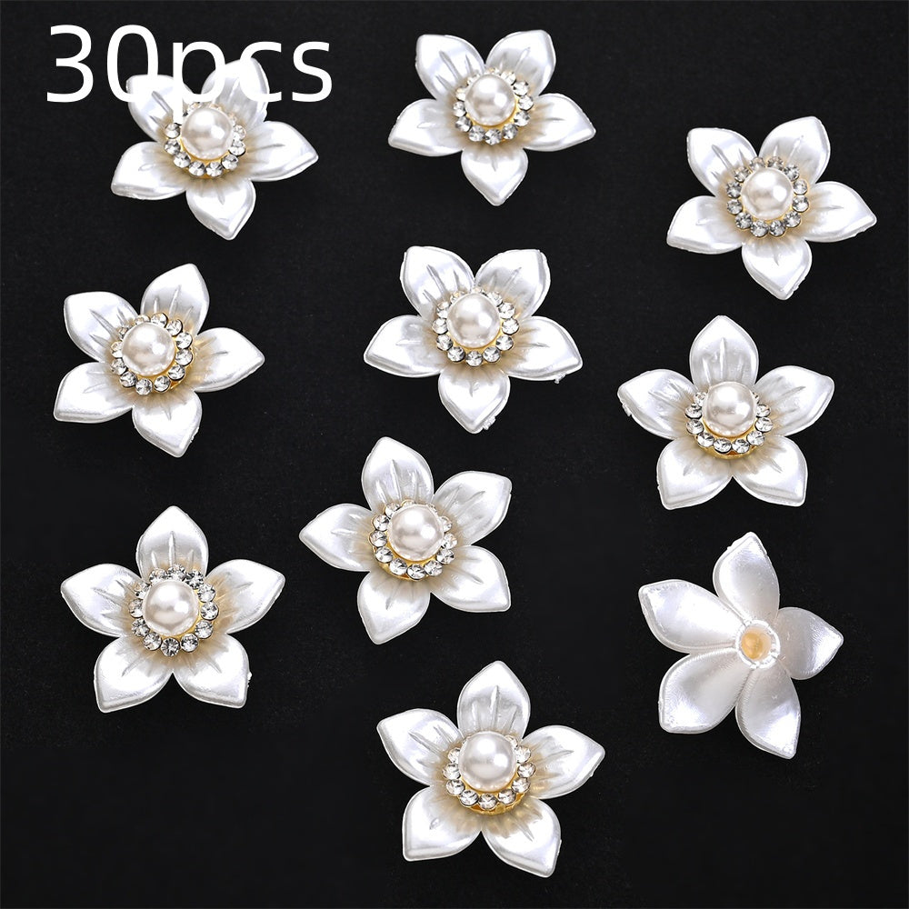 White Flower Rhinestone Flatback Beads
