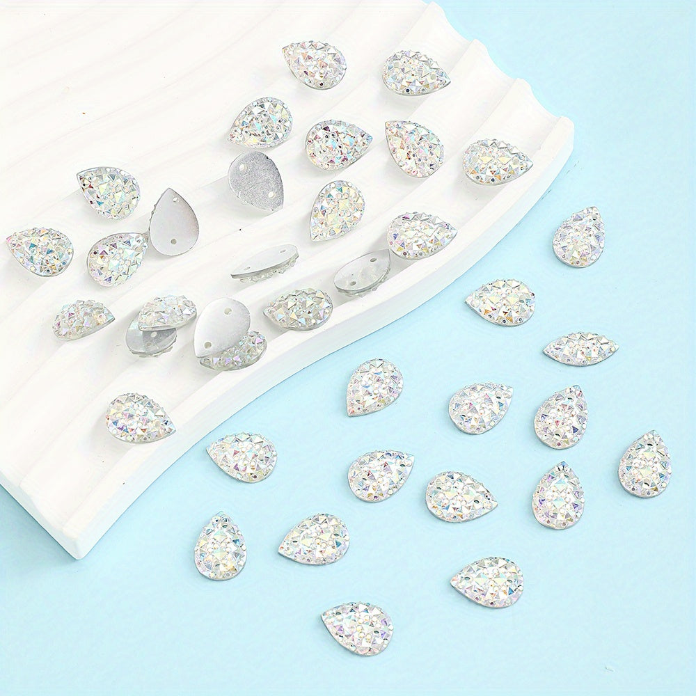 50pcs 10x14mm Pineapple Face AB Resin Flatback Beads