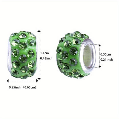 10pcs Colorful Big Hole Rhinestone Spacer Beads