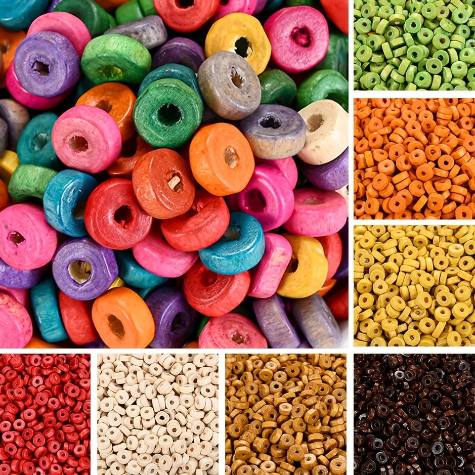 100pcs Wood Flat Round Spacer Beads
