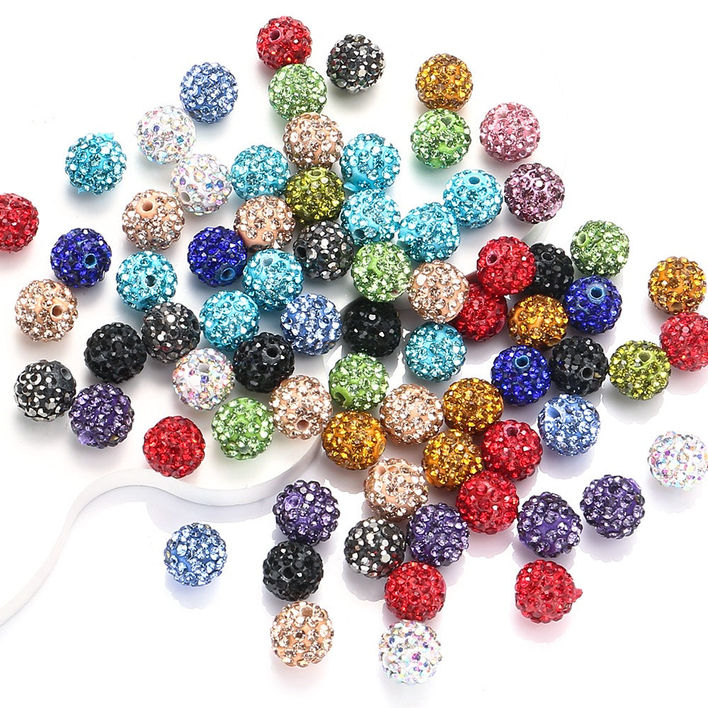 10mm AB Shiny Rhinestone Clay Beads