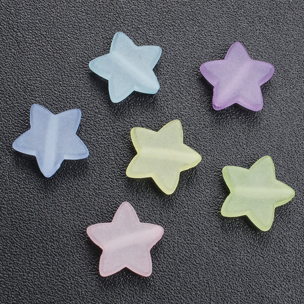 50pcs 15mm Frosted Star Acrylic Beads