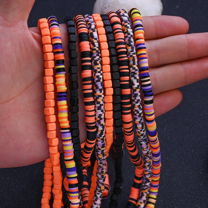 Halloween Flat Round Polymer Clay Beads