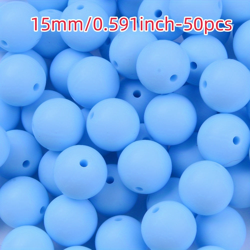 50pcs 12/15mm Rainbow Silicone Round Focal Beads