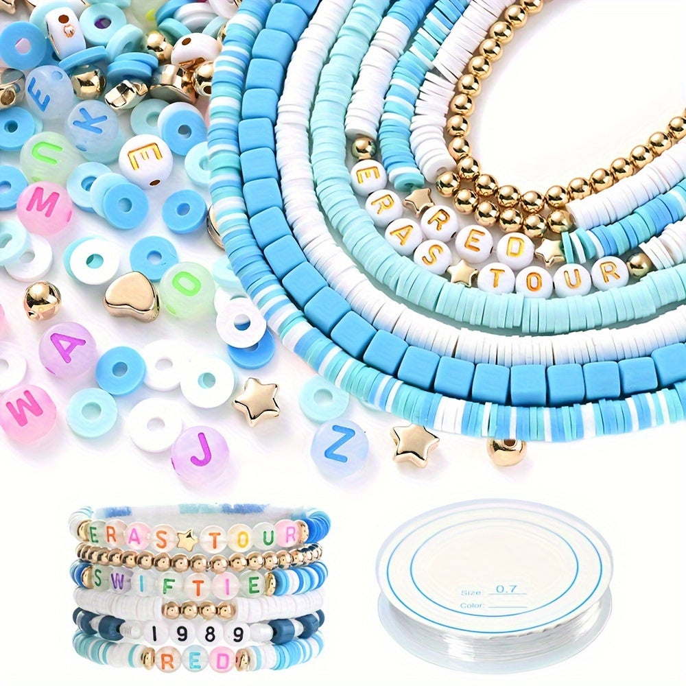 6mm Clay Beads Acrylic Beads Set Star Heart Letter Beads for Jewelry Making DIY Bracelet Necklace Handcrafts Accessories (Approx. 1300pcs)