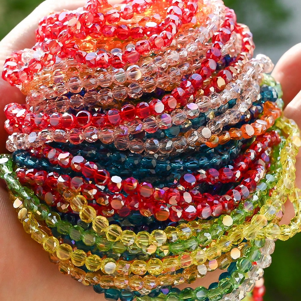 Multicolor AB Faceted Glass Beads