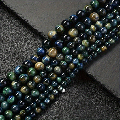 Natural Stone Blue and Green Gradient Tiger Eye Round Beads