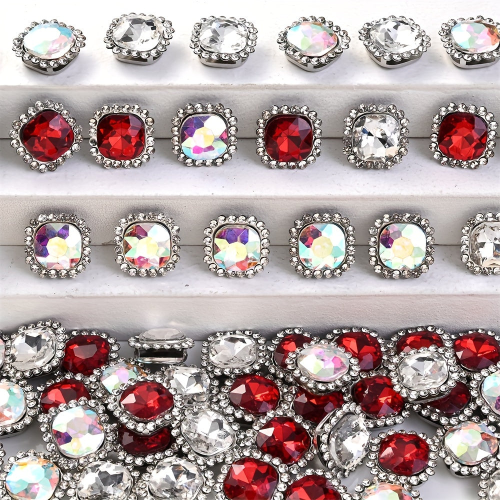 10pcs 14x14mm Square Sunflower Rhinestone Beads