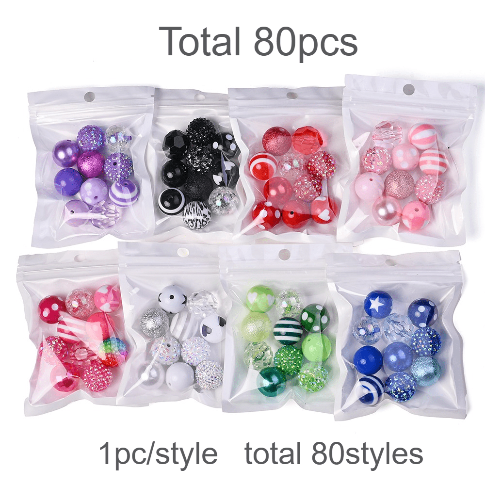 80pcs Acrylic High Gloss Rhinestone Beads Set