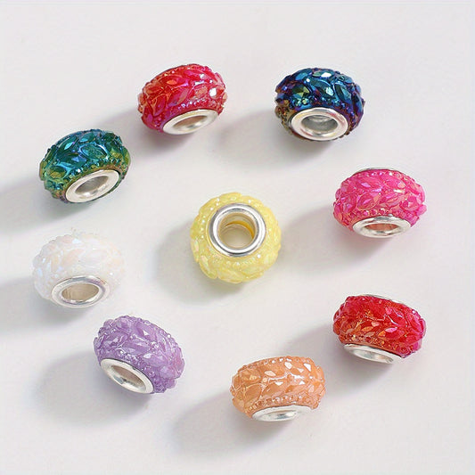 20pcs 14x8mm Resin 3D Pattern Flat Round Beads