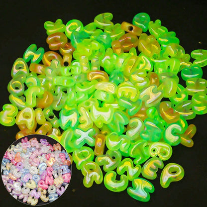 Summer UV Iridescent Clear Acrylic Alphabet Beads, 10pcs/Set