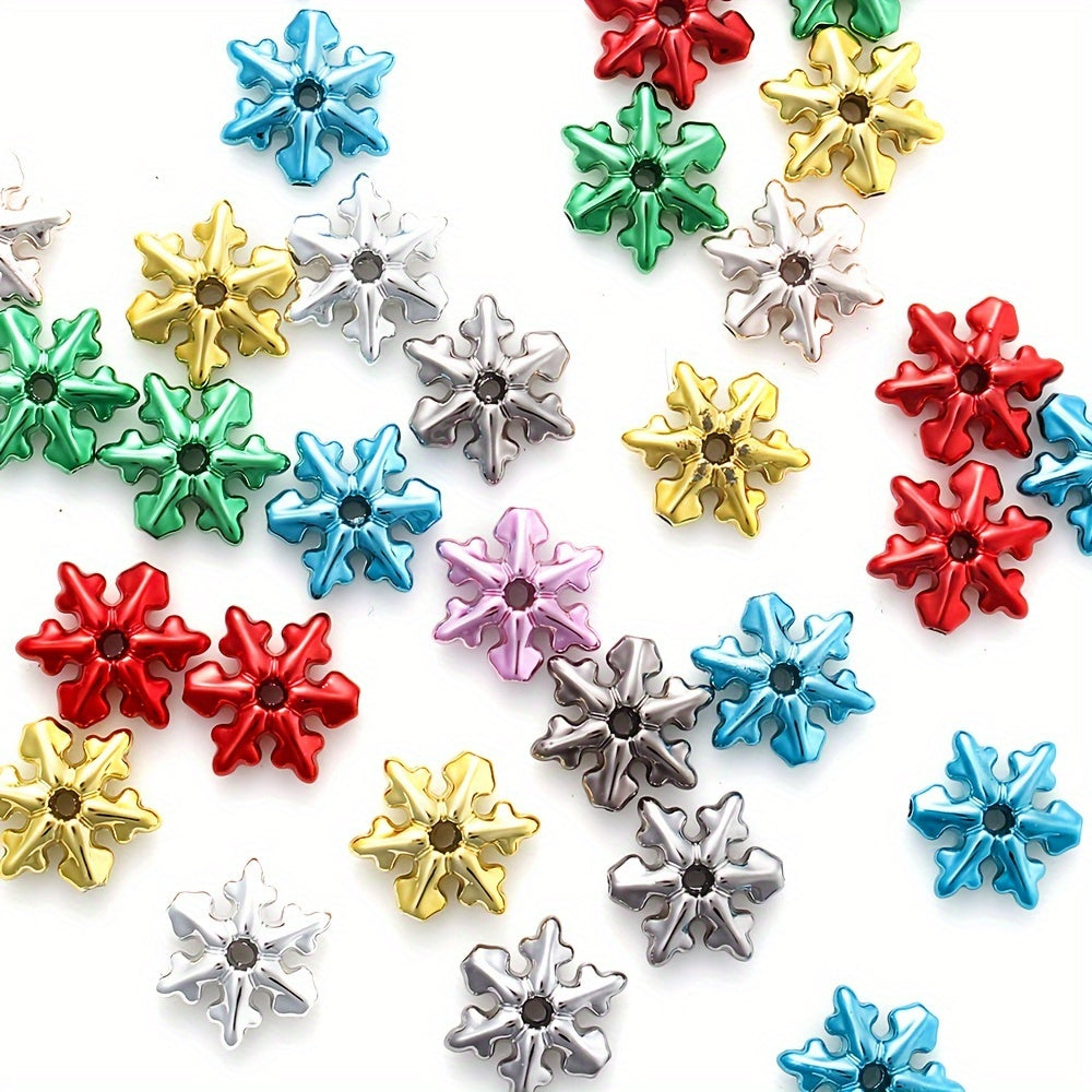 14 × 14mm UV-Plated Acrylic Snowflake Spacer Beads, 20pcs