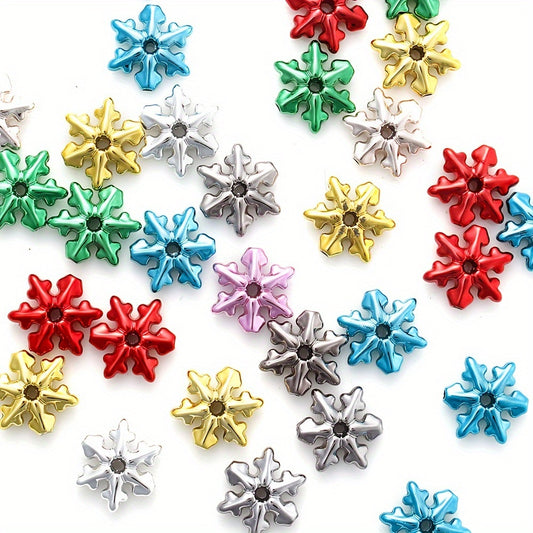 14 × 14mm UV-Plated Acrylic Snowflake Spacer Beads, 20pcs