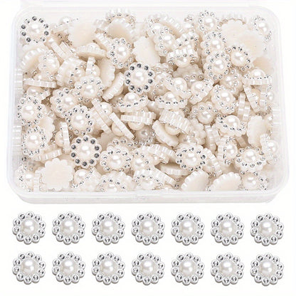White Imitation Pearl Sunflower Flatback Beads