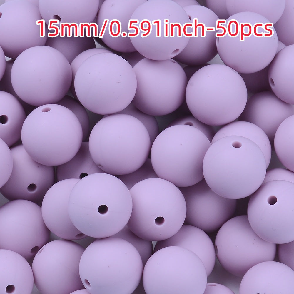 50pcs 12/15mm Rainbow Silicone Round Focal Beads