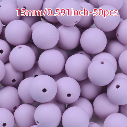 50pcs 12/15mm Rainbow Silicone Round Focal Beads
