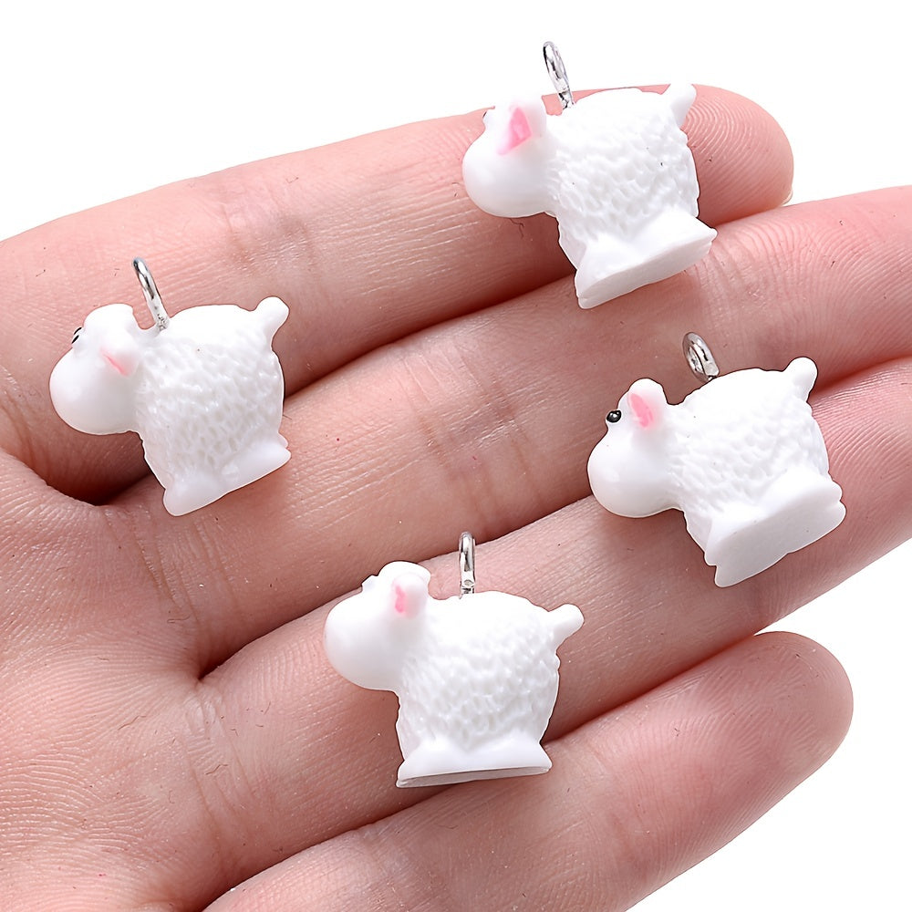 5pcs 17x12mm White Sheep Resin Pendant Beads