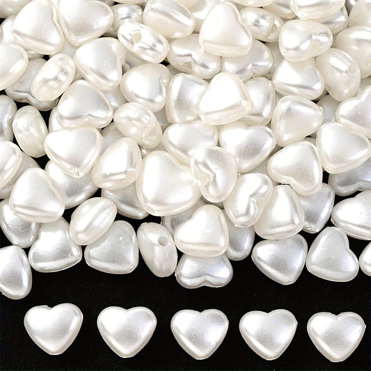 50pcs 8x9mm White Heart Acrylic Beads