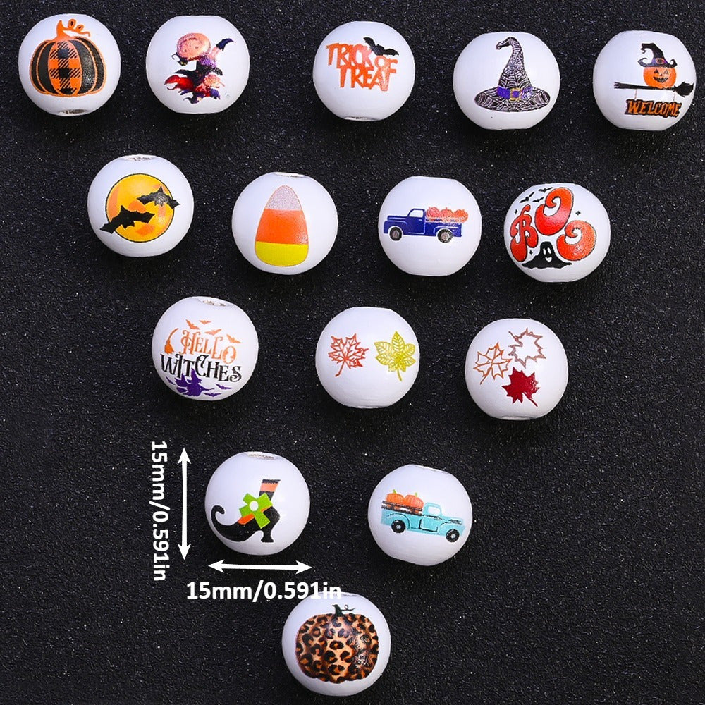 15mm Halloween Wooden Spacer Beads
