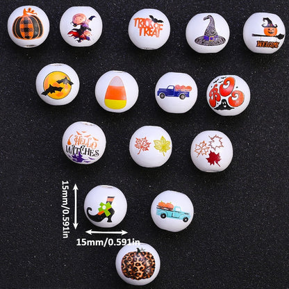 15mm Halloween Wooden Spacer Beads