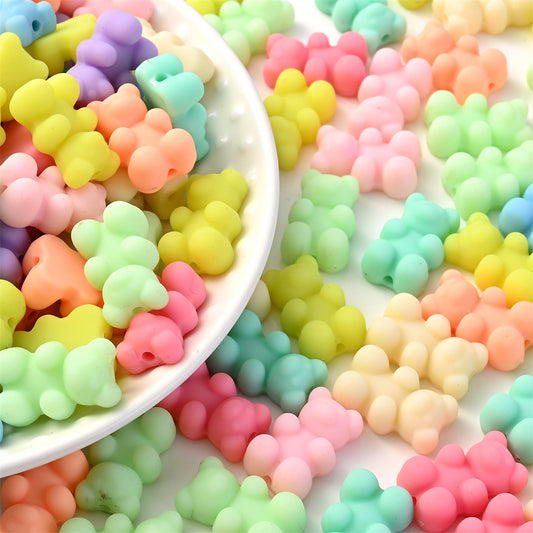 200pcs 11x18mm Macaron Bear Acrylic Beads