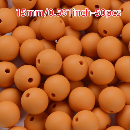 50pcs 12/15mm Rainbow Silicone Round Focal Beads