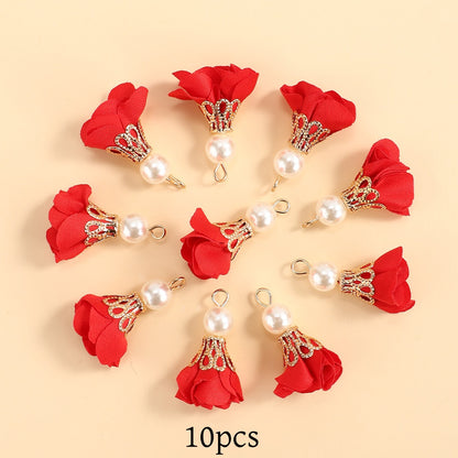 10pcs Colorful Petal Tassel Charm Pendants