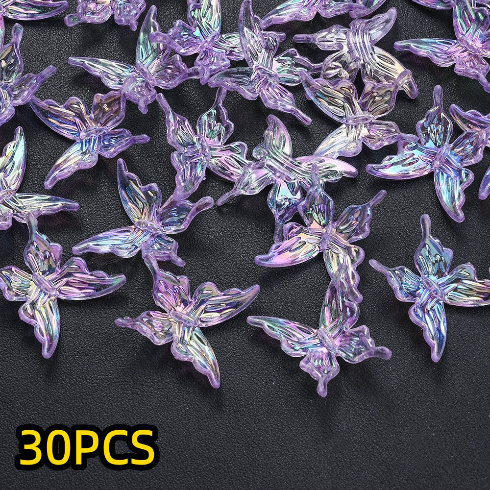 30pcs/set 25mm Transparent Butterfly Acrylic Beads