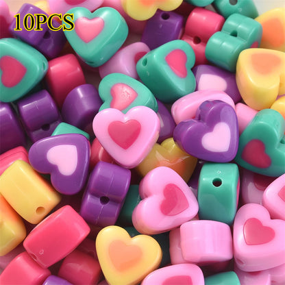 10pcs 17x15mm Sandwich Heart Acrylic Beads