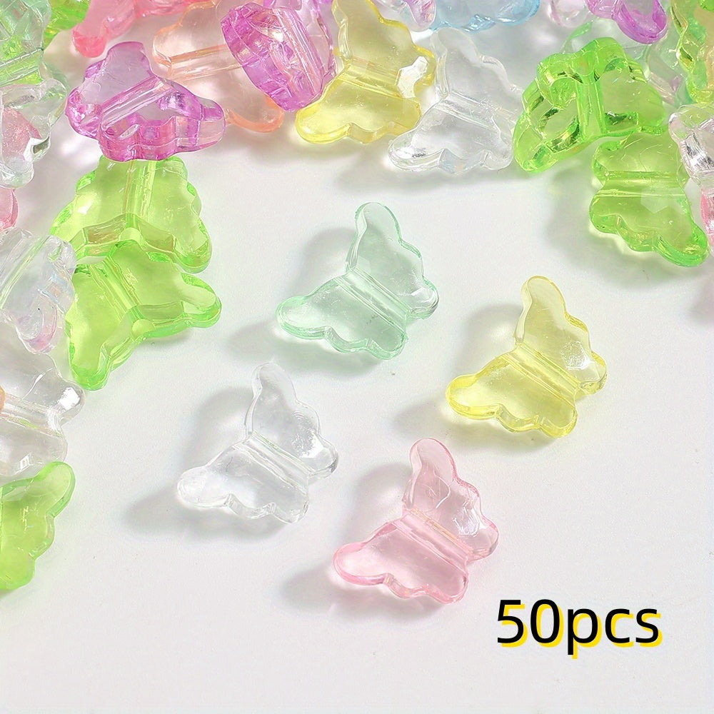 Mixed Color Transparent Acrylic Butterfly Beads
