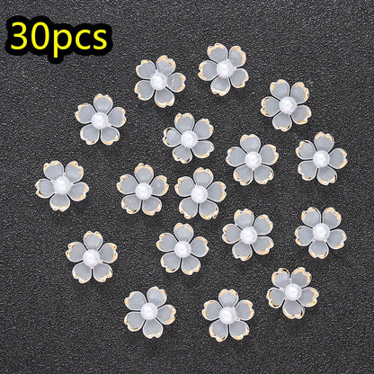 30pcs/set Transparent White Acrylic Cherry Blossom Flower Beads