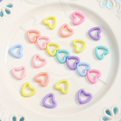 100pcs 15x16mm Macaron Color Heart Frame Wrapped Beads