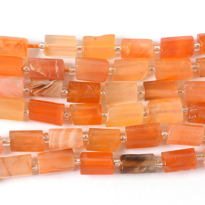 15-16pcs 6x10mm Orange Faceted Cylinder Spacer Beads