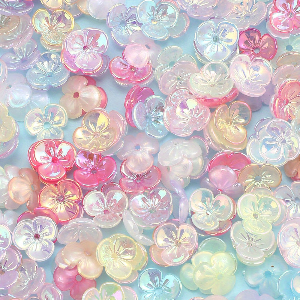 Mixed Color Acrylic Flower Spacer Beads