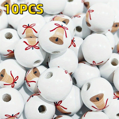10pcs/set 16mm Christmas Wooden Beads