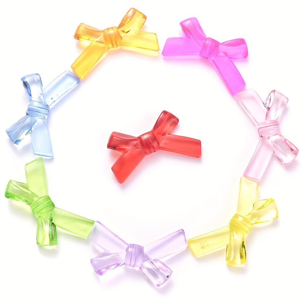 20pcs Mixed Color Transparent Acrylic Bow Beads