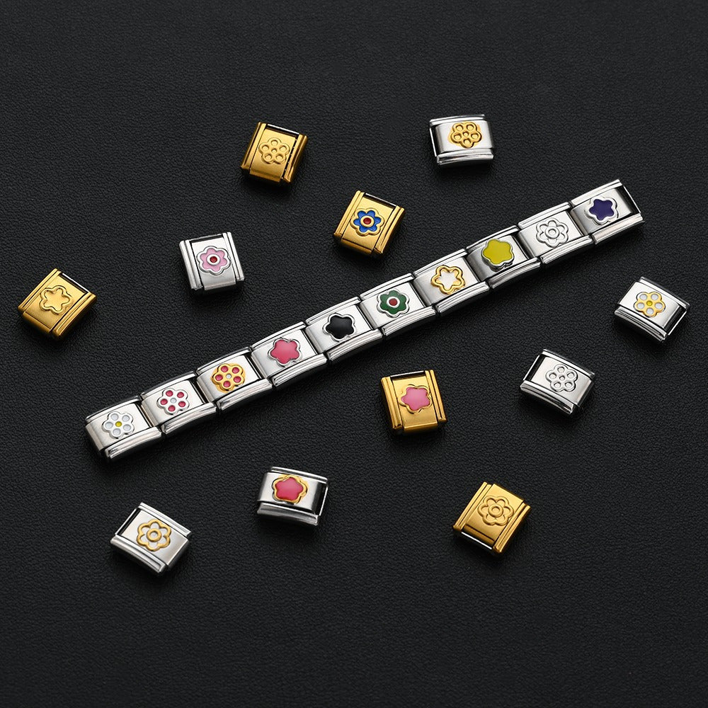 1pc 9x10mm Stainless Steel Petal Module Charm Bead