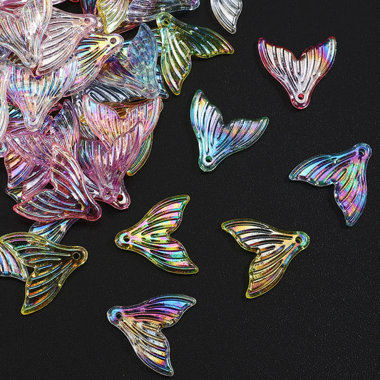 50pcs 20x20mm Transparent Pearlescent Acrylic Fishtail Beads