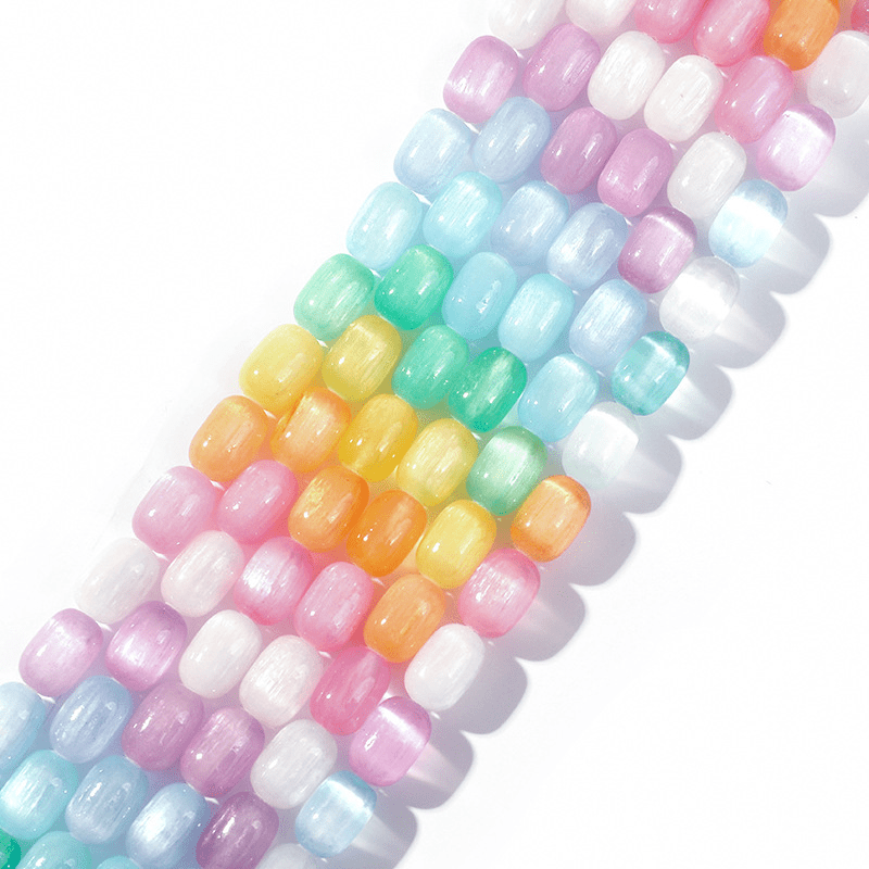 8 × 12mm Rainbow Cat Eye Stone Spacer Beads