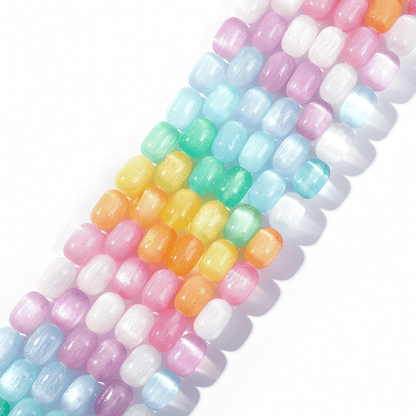 8 × 12mm Rainbow Cat Eye Stone Spacer Beads
