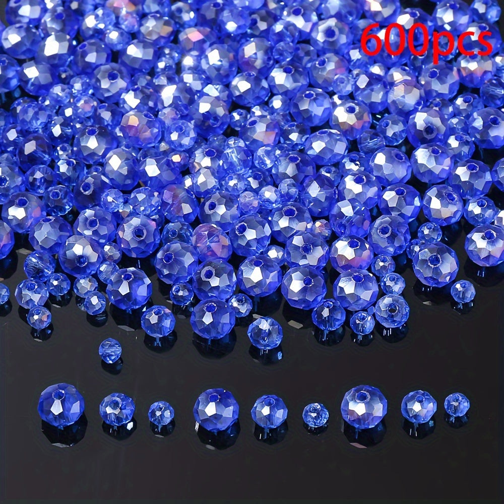Blue Mix Faceted Rondelle Crystal Glass Beads