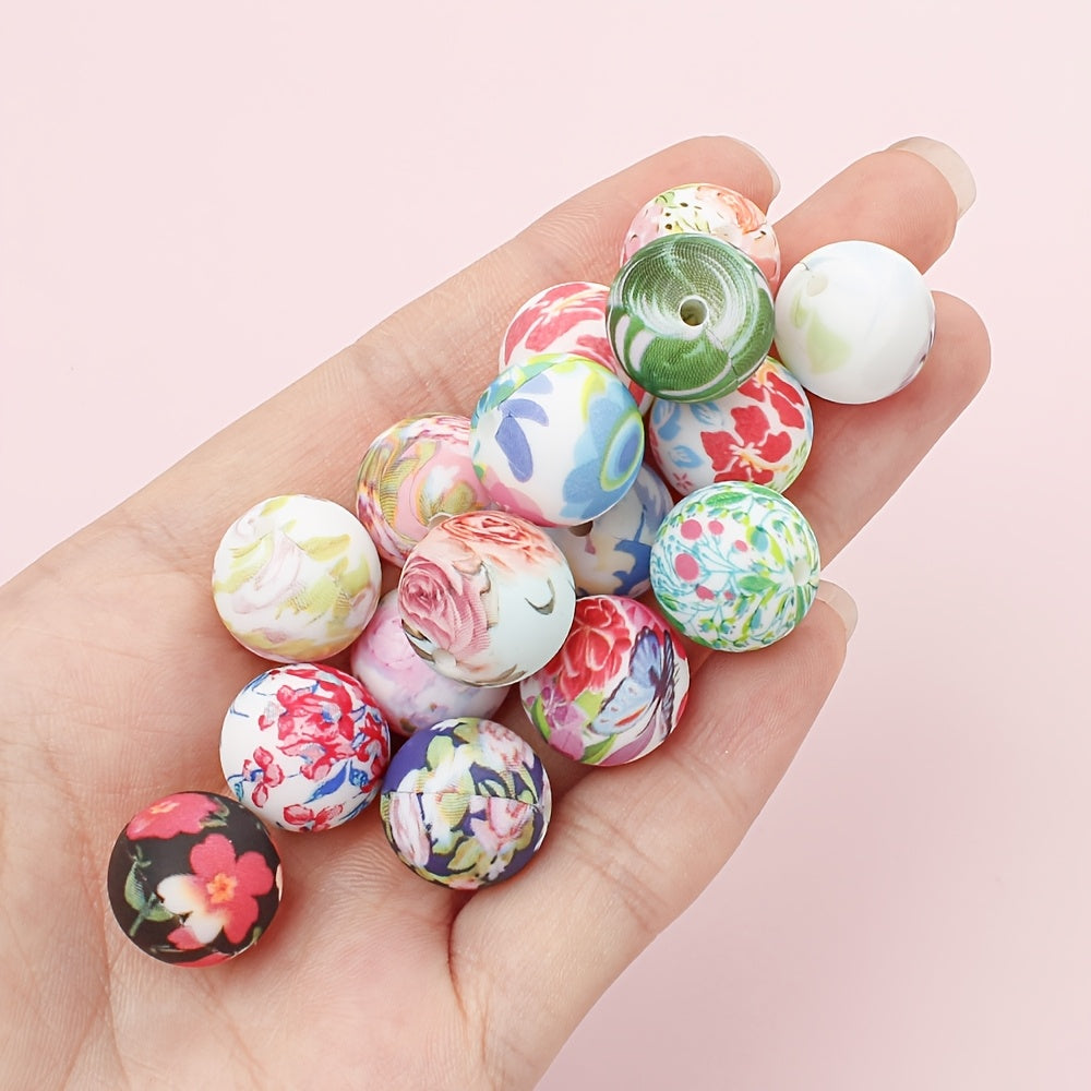 15mm Floral Silicone Beads