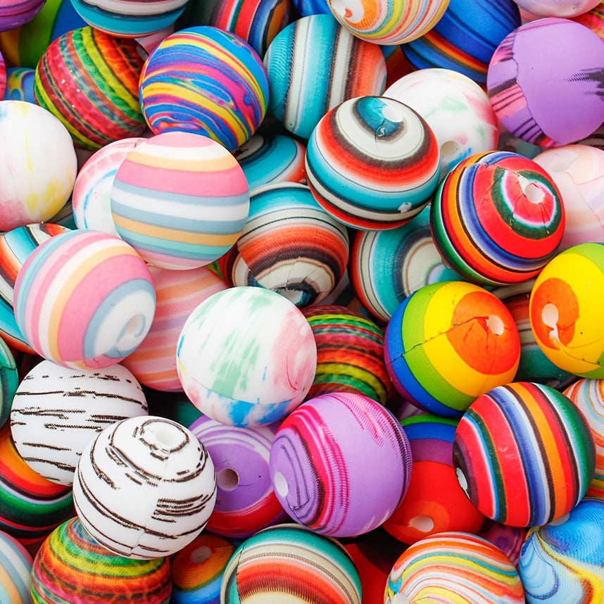 30/50pcs 15mm Universe Rainbow Silicone Beads